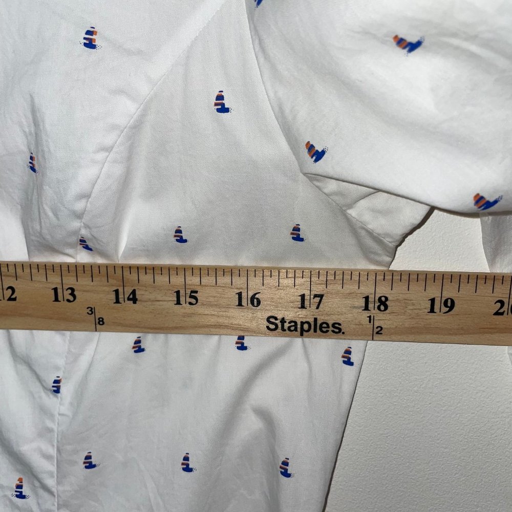 Vivienne Hu Cotton Button Shirt Dress Boat Print with Tie Size M - Picture 14 of 16